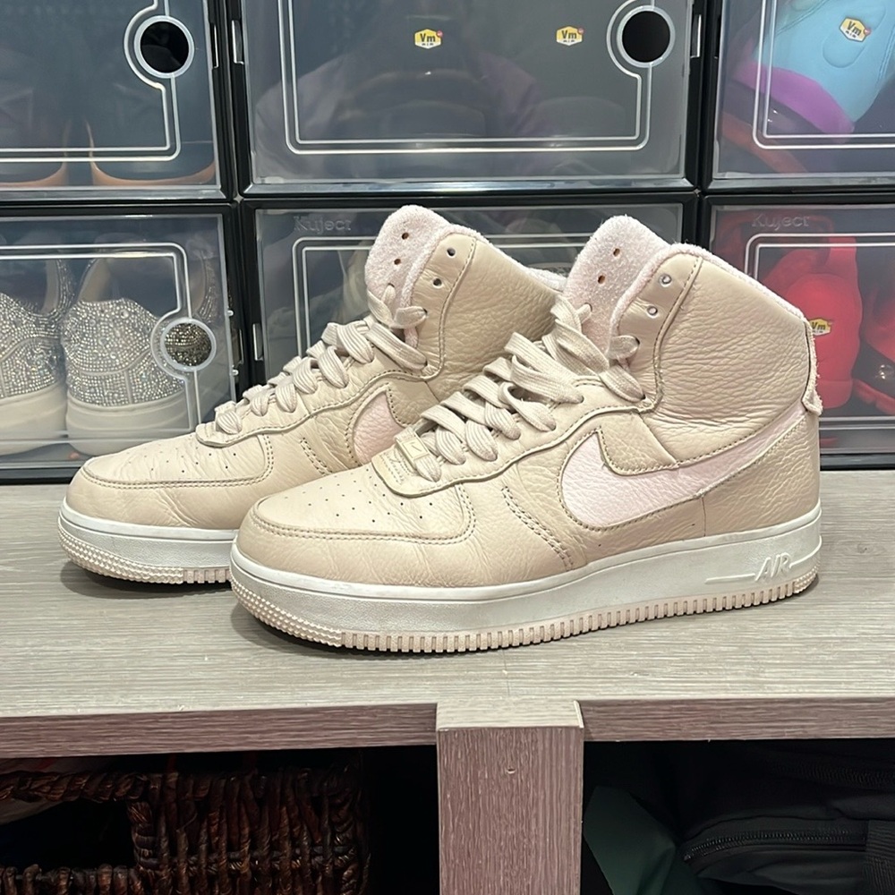Nike Air Force 1 Sculpt Driftwood and soft-pink High-Top Sneakers